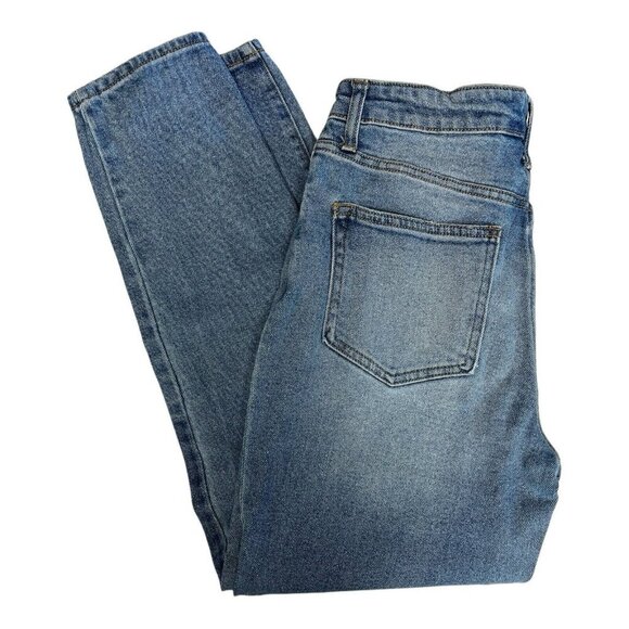 No Boundaries NO BOI Stretch Jeans~Size 9~Blue Denim Distressed Patched  L9 07 - Picture 2 of 8